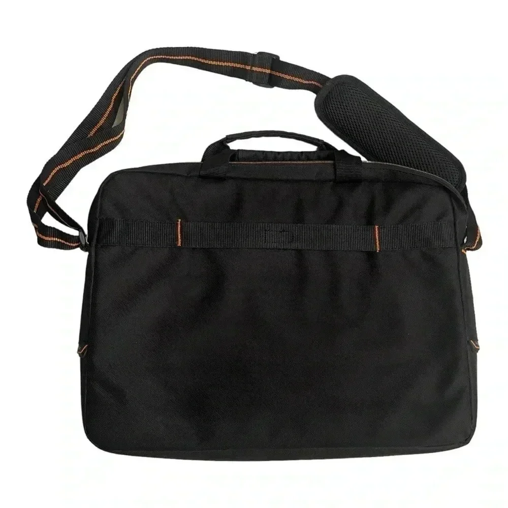 Solo Ace Slim Brief Laptop Briefcase Messenger Bag Black Orange Adjustable Strap